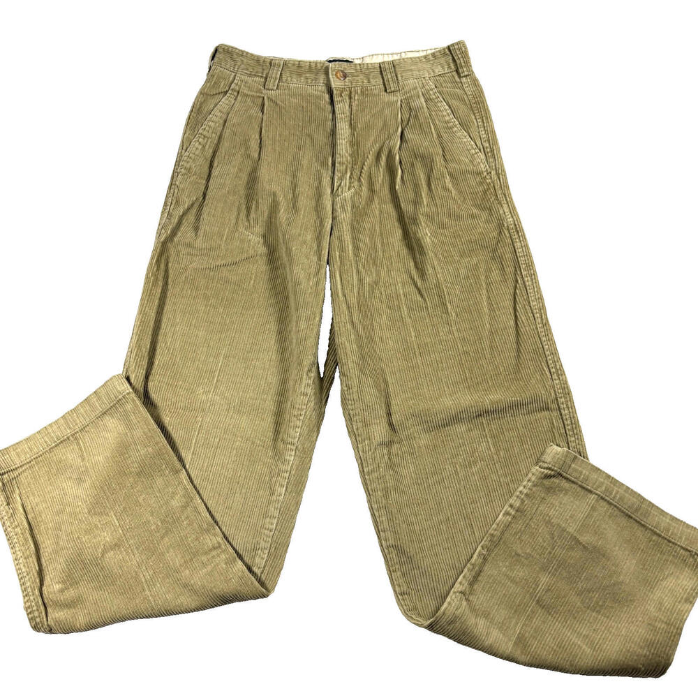 Cambridge Classics Corduroy Pants Mens 30x30 Brown Tan Pleated Straight Vintage
